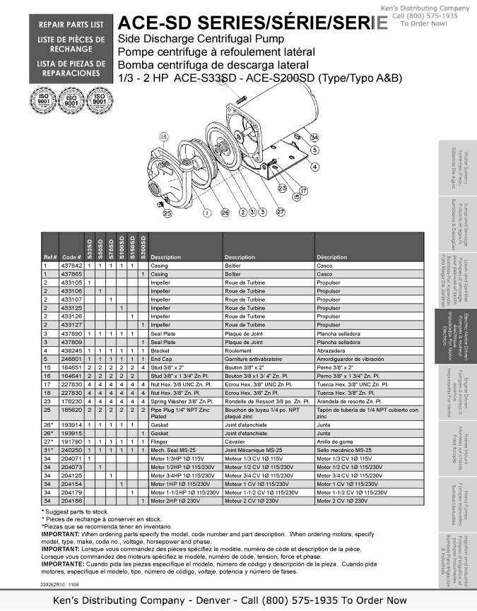 ACE S Series Repair Parts 11