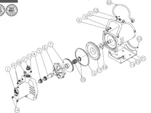 Monarch MJSE-50 Series Self Priming Sprinkler Pump showing cast iron housing, jet pump assembly, and 1/2 HP high service factor motor components for residential irrigation use 