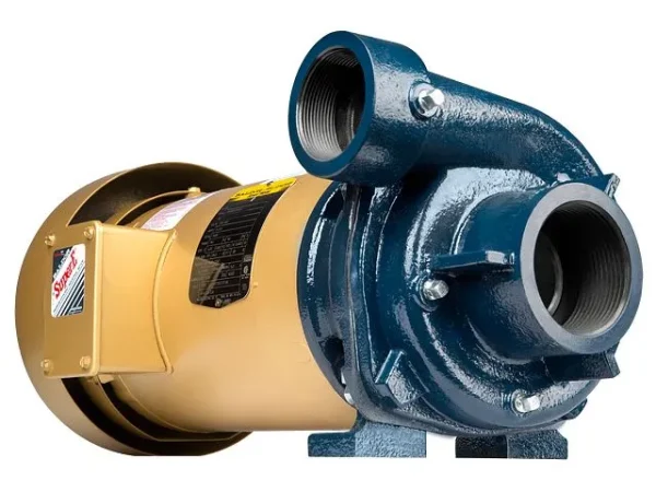 Franklin Electric End Gun Booster Pump with cast iron casing and stainless steel impeller.