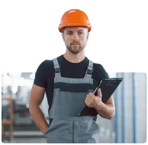 Pump specialist holding a clipboard